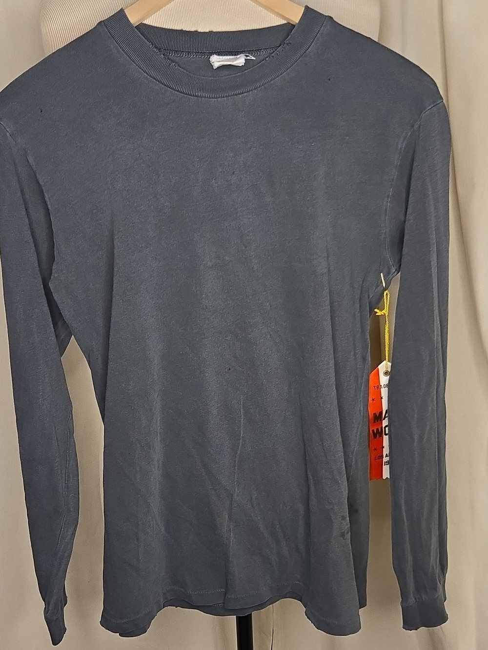 NWT MadeWorn Men's Long-Sleeve Crewneck in Washed Black-Gray